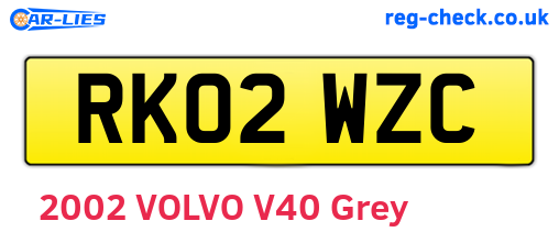 RK02WZC are the vehicle registration plates.