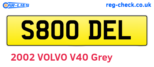 S800DEL are the vehicle registration plates.