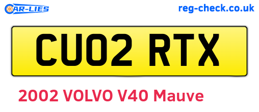 CU02RTX are the vehicle registration plates.