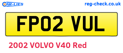 FP02VUL are the vehicle registration plates.