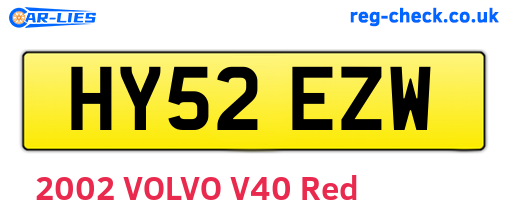 HY52EZW are the vehicle registration plates.