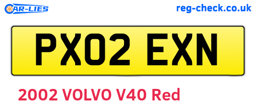 PX02EXN are the vehicle registration plates.