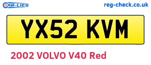 YX52KVM are the vehicle registration plates.