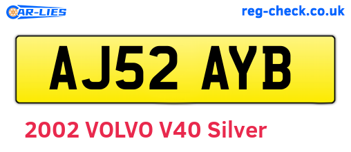 AJ52AYB are the vehicle registration plates.