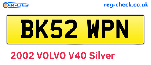 BK52WPN are the vehicle registration plates.