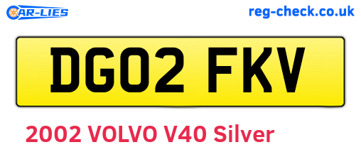 DG02FKV are the vehicle registration plates.