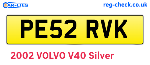 PE52RVK are the vehicle registration plates.