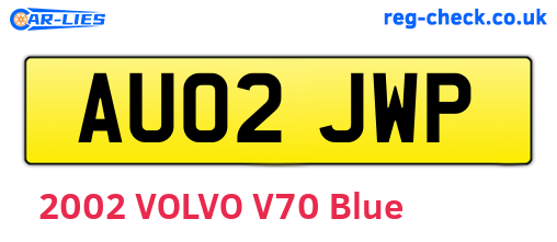 AU02JWP are the vehicle registration plates.
