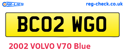 BC02WGO are the vehicle registration plates.