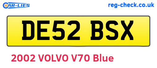 DE52BSX are the vehicle registration plates.