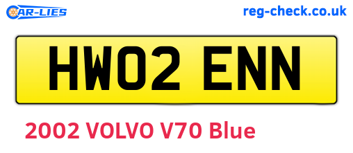 HW02ENN are the vehicle registration plates.