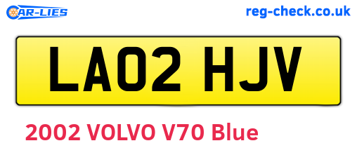 LA02HJV are the vehicle registration plates.