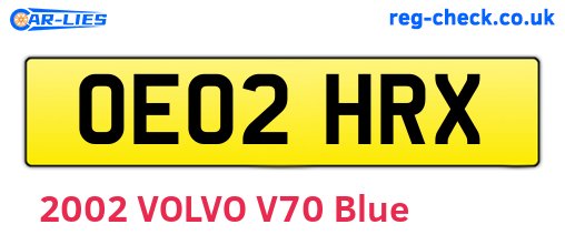 OE02HRX are the vehicle registration plates.