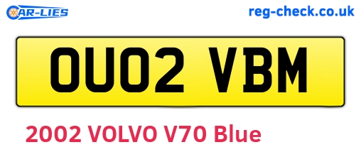 OU02VBM are the vehicle registration plates.