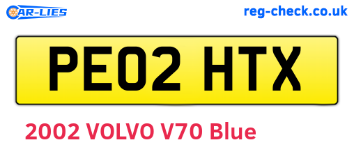 PE02HTX are the vehicle registration plates.