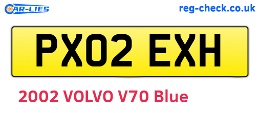 PX02EXH are the vehicle registration plates.
