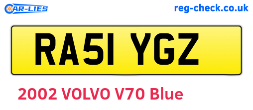 RA51YGZ are the vehicle registration plates.