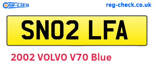 SN02LFA are the vehicle registration plates.