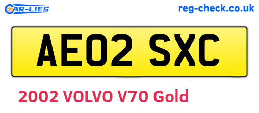 AE02SXC are the vehicle registration plates.