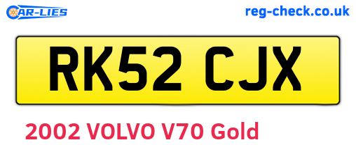 RK52CJX are the vehicle registration plates.