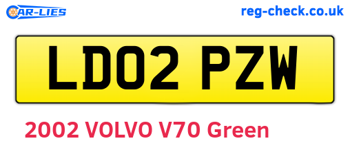 LD02PZW are the vehicle registration plates.