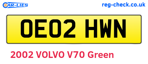 OE02HWN are the vehicle registration plates.