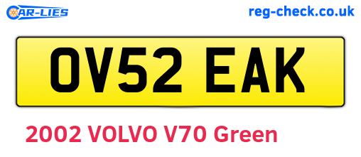 OV52EAK are the vehicle registration plates.
