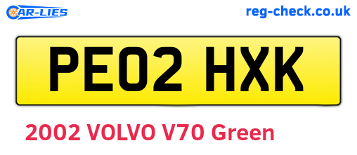 PE02HXK are the vehicle registration plates.