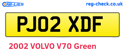 PJ02XDF are the vehicle registration plates.