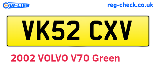VK52CXV are the vehicle registration plates.