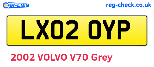 LX02OYP are the vehicle registration plates.