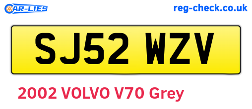 SJ52WZV are the vehicle registration plates.