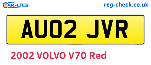 AU02JVR are the vehicle registration plates.