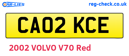 CA02KCE are the vehicle registration plates.