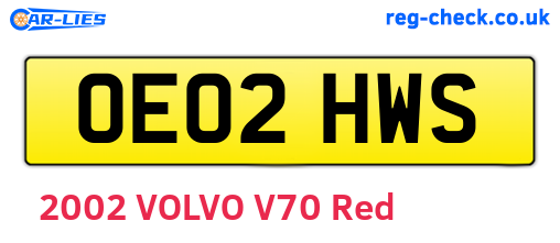 OE02HWS are the vehicle registration plates.