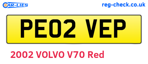 PE02VEP are the vehicle registration plates.