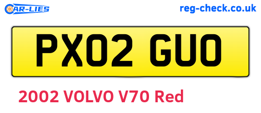 PX02GUO are the vehicle registration plates.