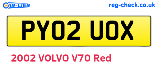 PY02UOX are the vehicle registration plates.