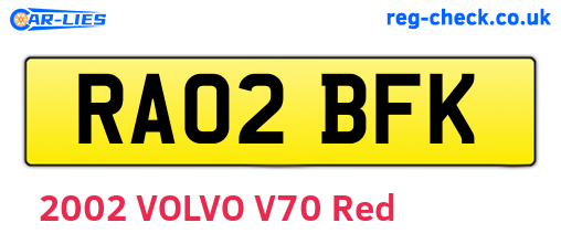 RA02BFK are the vehicle registration plates.