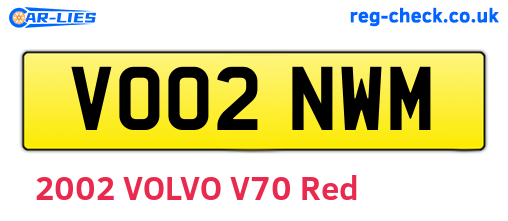 VO02NWM are the vehicle registration plates.