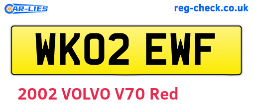 WK02EWF are the vehicle registration plates.