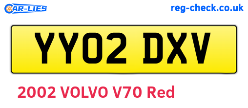 YY02DXV are the vehicle registration plates.