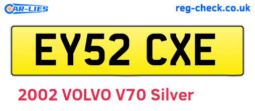 EY52CXE are the vehicle registration plates.
