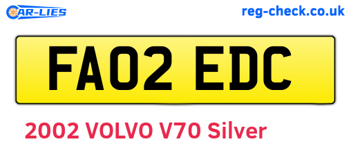 FA02EDC are the vehicle registration plates.