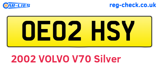 OE02HSY are the vehicle registration plates.