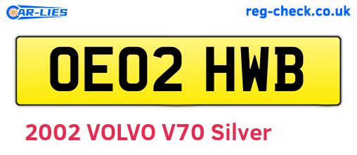 OE02HWB are the vehicle registration plates.