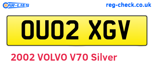 OU02XGV are the vehicle registration plates.