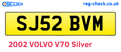 SJ52BVM are the vehicle registration plates.