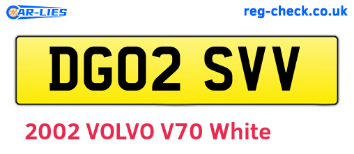 DG02SVV are the vehicle registration plates.