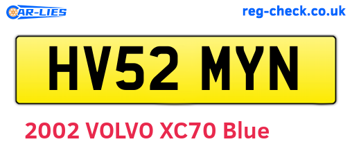 HV52MYN are the vehicle registration plates.